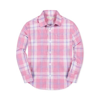 Hope & Henry Boys' Linen Long Sleeve Button Down Shirt, Kids
