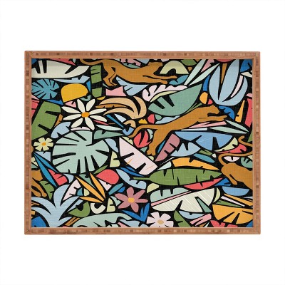 evamatise Joyful Jungle Maximalist Mode Rectangular Bamboo Tray - Deny Designs