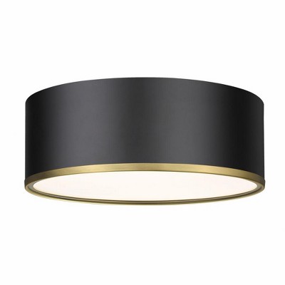 Z-Lite Arlo 3 - Light Flush Mount in  Matte Black/Rubbed Brass