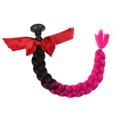 Unique Bargains Bicycle Motorcycle Helmet Pigtail Braids Hair Suction Cup Black Rose Red 22"