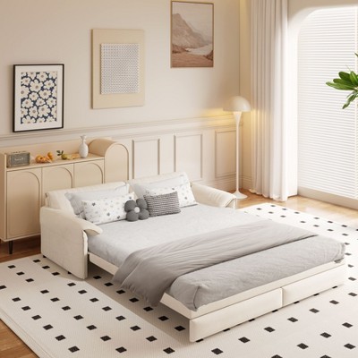 NicBex 66"/73" Pull-Out Sofa Bed with Side Storage,3-in-1 Convertible Velvet Couch Bed,Multi-Functional Queen Sleeper Sofa for Living Room,Bedroom