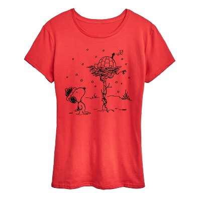 Women's - Peanuts - Snoopy Woodstock Igloo Short Sleeve Graphic T-Shirt