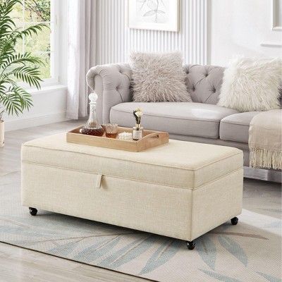 NicBex Storage Bench Ottoman with Storage Modular Sectional Ottoman with Wheels for Bedroom and Entryway
