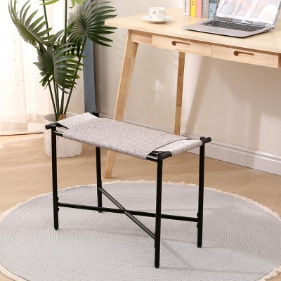 KWPZQEB Handwoven Paper Rope Ottoman, Vanity Foot Rest Shoes Stools for Bedroom, Entryway, Living Room