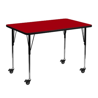 Flash Furniture Mobile 30''W x 48''L Rectangular Thermal Laminate Activity Table - Standard Height Adjustable Legs