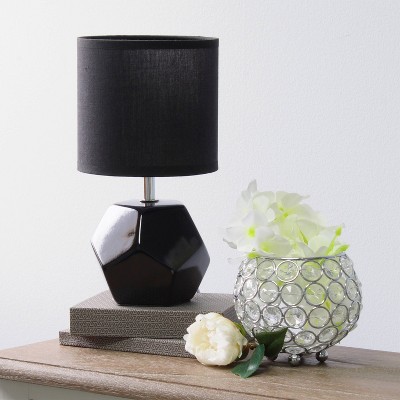 Simple Designs 10.24" Round Geometric Prism Mini Table Lamp with Matching Fabric Shade