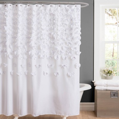 Lucia Scattered Flower Textured Shower Curtain - Lush Décor