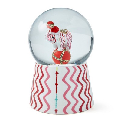 Spode Kit Kemp Christmas Snow Globe - Rik Rak Elephant Snow Globe - Lights Up & Plays Music - Collectible Winter Decor - Vibrant Pink & Red