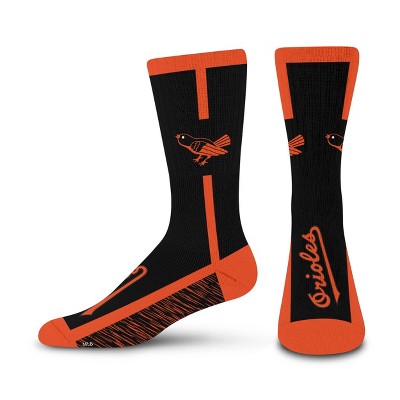 MLB Baltimore Orioles Adult Crew Socks: Cushioned Heel & Toe, Knit Midweight Fabric