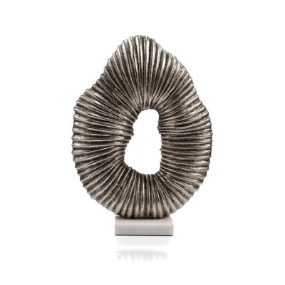 HomeRoots 17" Silver And White Aluminum And Marble Tabletop Sculpture