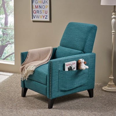 GDFStudio Alscot Contemporary Fabric Pushback Recliner with Nailhead Accents