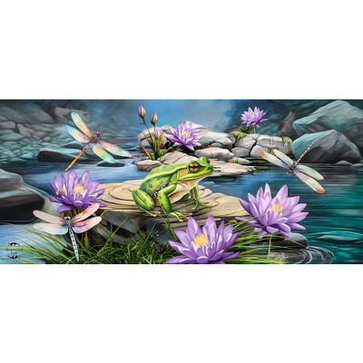 Briarwood Lane Summer Dragonflies and Frog Mini Mat 22x10 Indoor Outdoor For Summer Doormat