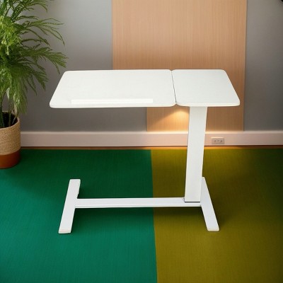 Overbed Table with Metal Frame Adjustable Height Tilting Rolling Top for Bed or Sofa 31.5in -3irtyhousy