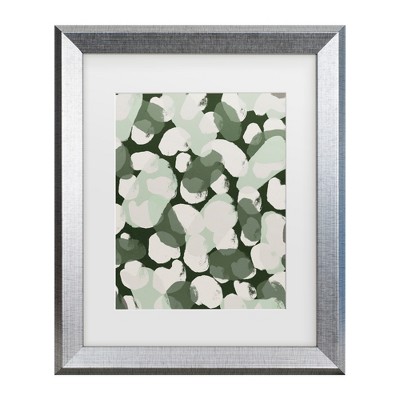 Trademark Fine Art - Treechild Green Round Strokes Pattern Matted Framed Art