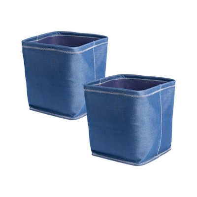Design Imports Poly Bin Zig-Zag Stitch Variegated Blue Trapezoid 13X13X13 Set/2