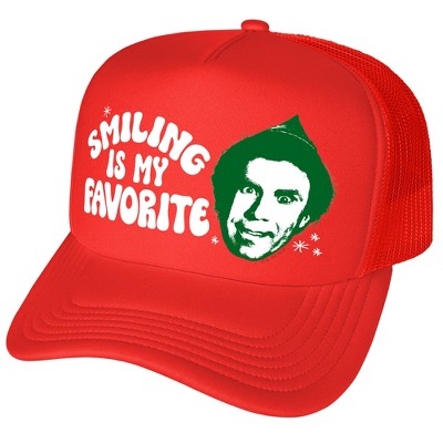 Elf Smiling Is My Favorite Foam Trucker Cap Red