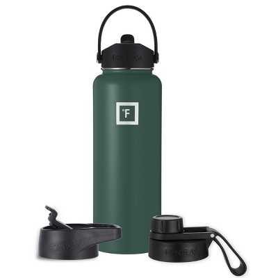IRON FLASK 40oz Stainless Steel Wide Mouth Hydration Bottle with Flex Straw Lid Dark Pine: Insulated Water Bottle