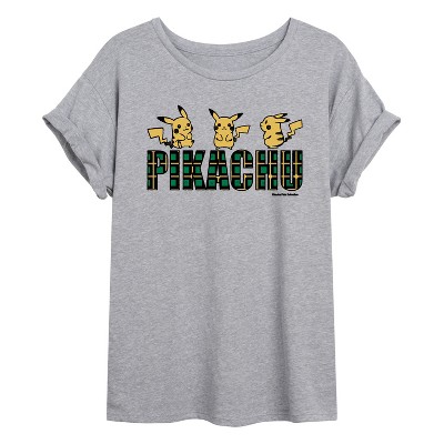 Women's - Pokémon - Plaid Pikachu Oversized Graphic T-Shirt