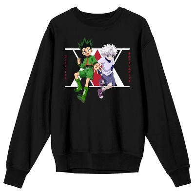 Hunter X Hunter Gon & Killua Hunter Association Logo Crew Neck Long Sleeve Black Adult Sweatshirt