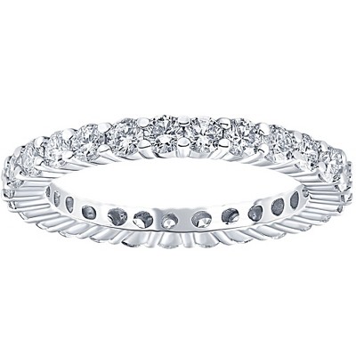 Pompeii3 1ct Prong Lab Created Diamond Eternity Wedding Stackable Ring 14K White Gold
