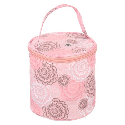 Unique Bargains Portable Crochet Knitting Sewing Craft Yarn Storage Bag Pink Flower 5.12" x 5.51"