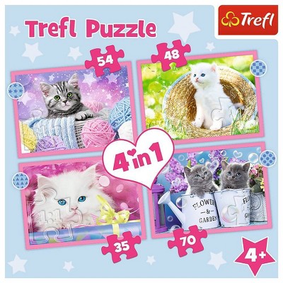 Trefl 4in1 Fun Cats Kids Jigsaw Puzzle - 207pc: Educational Shapes & Colors, Animal Theme