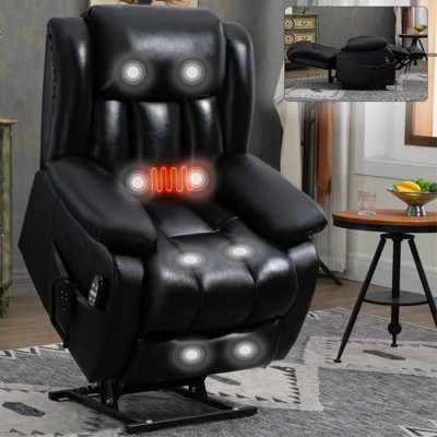 PAGED Power Lift Recliner Chair, Massage Chair with Lumbar Heating and Side Pocket, Leather Accent Chair for Bedroom, Living Room Furniture