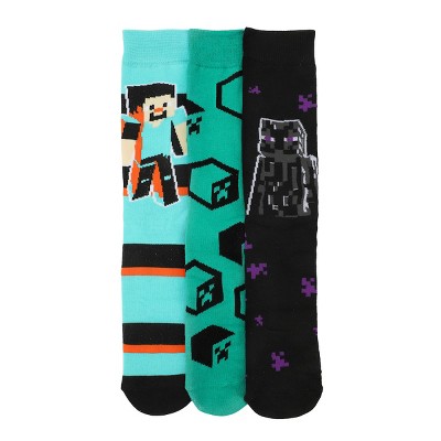 Minecraft Characters & Icons Adult 3-Pair Casual Crew Socks