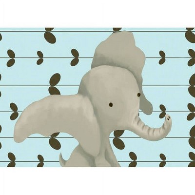 Oopsy Daisy's Edison the Elephant - Blue Canvas Wall Art - Size 14x10