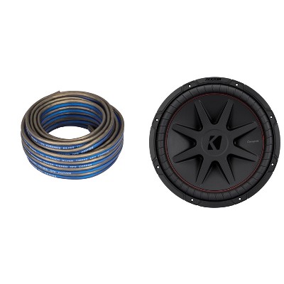 Kicker (2) 52CompVR 15-Inch (38cm) Subwoofer, DVC, 4-Ohm w/ Speaker Wire Bundle