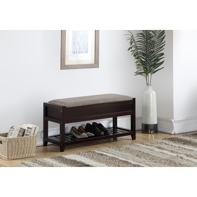 Ridstar 35.43 in. W Rectangle Ottoman Bench with Shoe Storage For Entryway-Brown