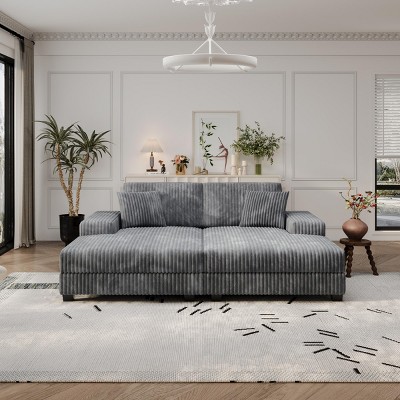 Convertible Corduroy Sectional Sofa,Modern Sleeper Couch,Oversized Living Room Lounge Chair - The Pop Home