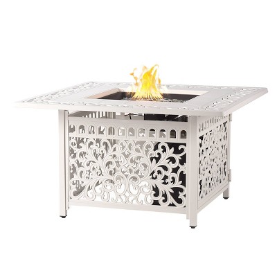 42" Square Aluminum 55000 BTUs Propane Fire Pit Table with Two Covers - Oakland Living
