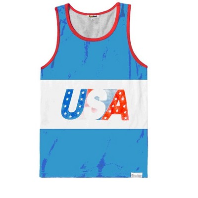 Tipsy Elves 4th of July Tank Tops - Mens USA Sleeveless Shirt - Retro Patriotic American Flag Tanks for Men