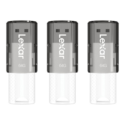Lexar® JumpDrive® S60 64-GB USB 2.0 Flash Drive, 3 Count in Black, Size: 64 GB