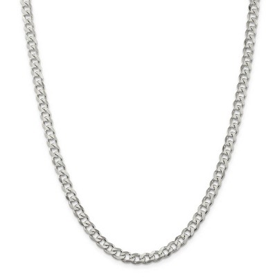Black Bow Jewelry 6mm Rhodium Plated Sterling Silver Solid Curb Chain Necklace