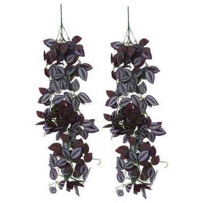 Unique Bargains Fake Vines Plastic Plants Artificial Hanging Plant 41.3" Green 2 Pcs