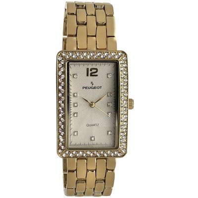 Peugeot Women's 40x25mm Gold Bracelet Watch with Crystal Bezel