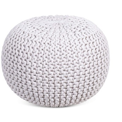 BirdRock Home Round Pouf Foot Stool Ottoman - Ivory