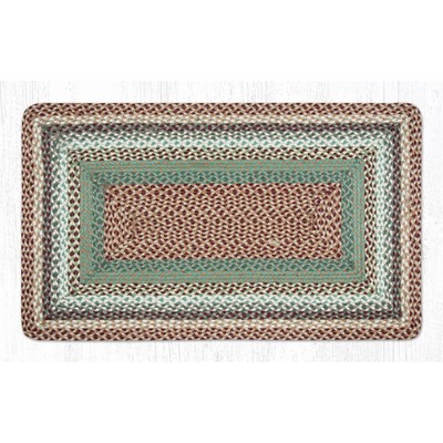 Earth Rugs Buttermilk/Cranberry Oblong Braided Tread 27"x45" – Rustic Handcrafted Jute Accent Rug in Warm Farmhouse Color Theme