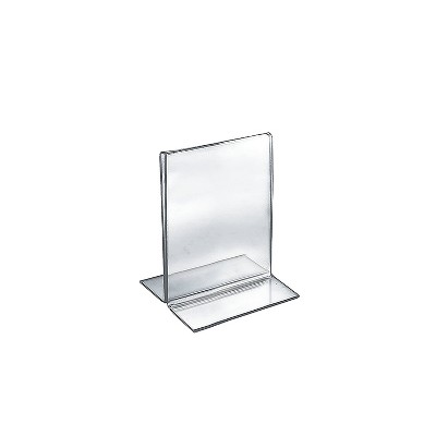 Azar 6"" x 5"" Vertical Double Sided Stand Up Acrylic Sign Holder Clear 10/Pack 152724