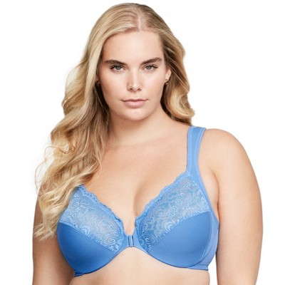 Glamorise Womens WonderWire Front-Closure Underwire Bra 1245 Blue