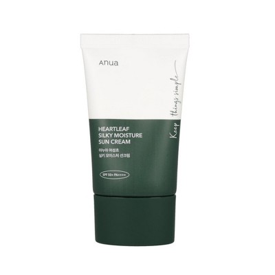 Anua Heartleaf Silky Moisture Sun Cream SPF50+ PA++++ (1.69 oz) Korean Sun Protection to calm irritation, reduce redness