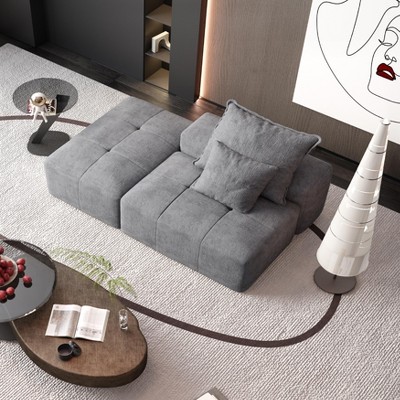 TiramisuBest Modern Oversized Modular Sectional Sofa, Sparkling Grey Chenille Tufted Couch with 2 Pillows, No Assembly Required
