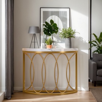 Hommoo 43.3 Inch Half Moon Console Table