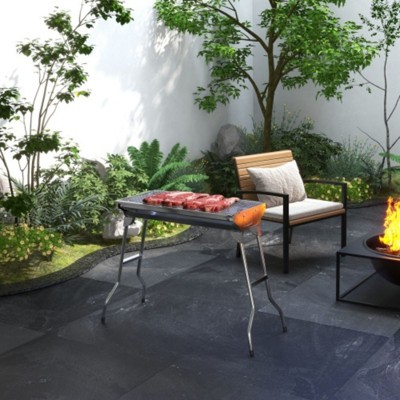 SEVOBAL Outdoor Grills, Griddles and Smokers Portable Charcoal Grill, Stainless Steel Folding for Outdoor, Pool Side Cooking, Black, 31.5"*16.16"*9"