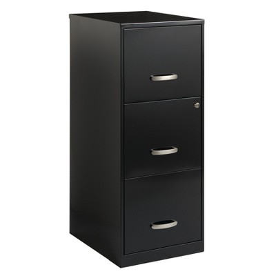 Hirsh Industries Space Solutions File Cabinet 3 Drawer - Black: Vertical Steel Storage, 35.5" Height, GreenGuard Certified