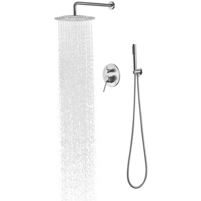 PAGED Wall Mounted Shower Head Rain Shower Head with Hand Shower, 12 Inch Shower Head and Tub Spout for Bathroom, Locker Room