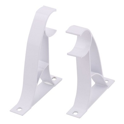 Unique Bargains Aluminum Curtain Rod Brackets White 3.9" x 1.57" x 3.1" 2 Pcs