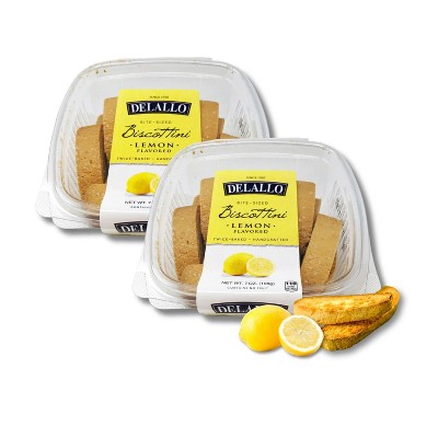DeLallo Lemon Biscotti Cookies, Mini Size, 7 oz Box, (2 Pack)